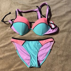 Bikini top size large bottom size small.